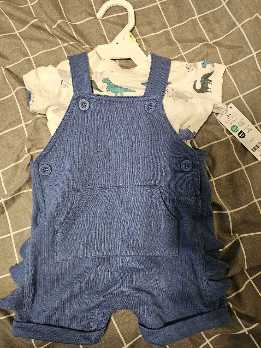 Carter's Blue Dino Overall Set
